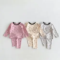 MILANCEL autunno 2024 pigiama per bambini vestito 1-6Y ragazzi a pois Home Wear Long Johns ragazze Sleep Wear 2 pezzi biancheria intima morbida per bambini