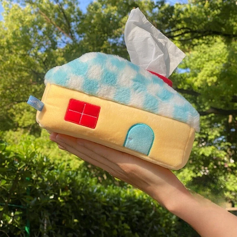 Plush Tissue Box Cover, Cute Fluffy Paper Napkin Holder for Living Room, Soft plush Universal Tissue Case with Adorable Design
