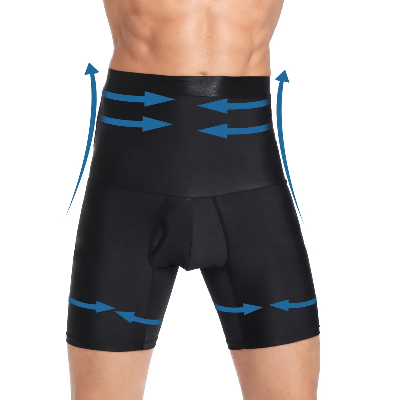 Pantalones cortos de Control de barriga para hombre, moldeador de cuerpo de compresión, entrenador de cintura alta, abdomen plano, ropa interior