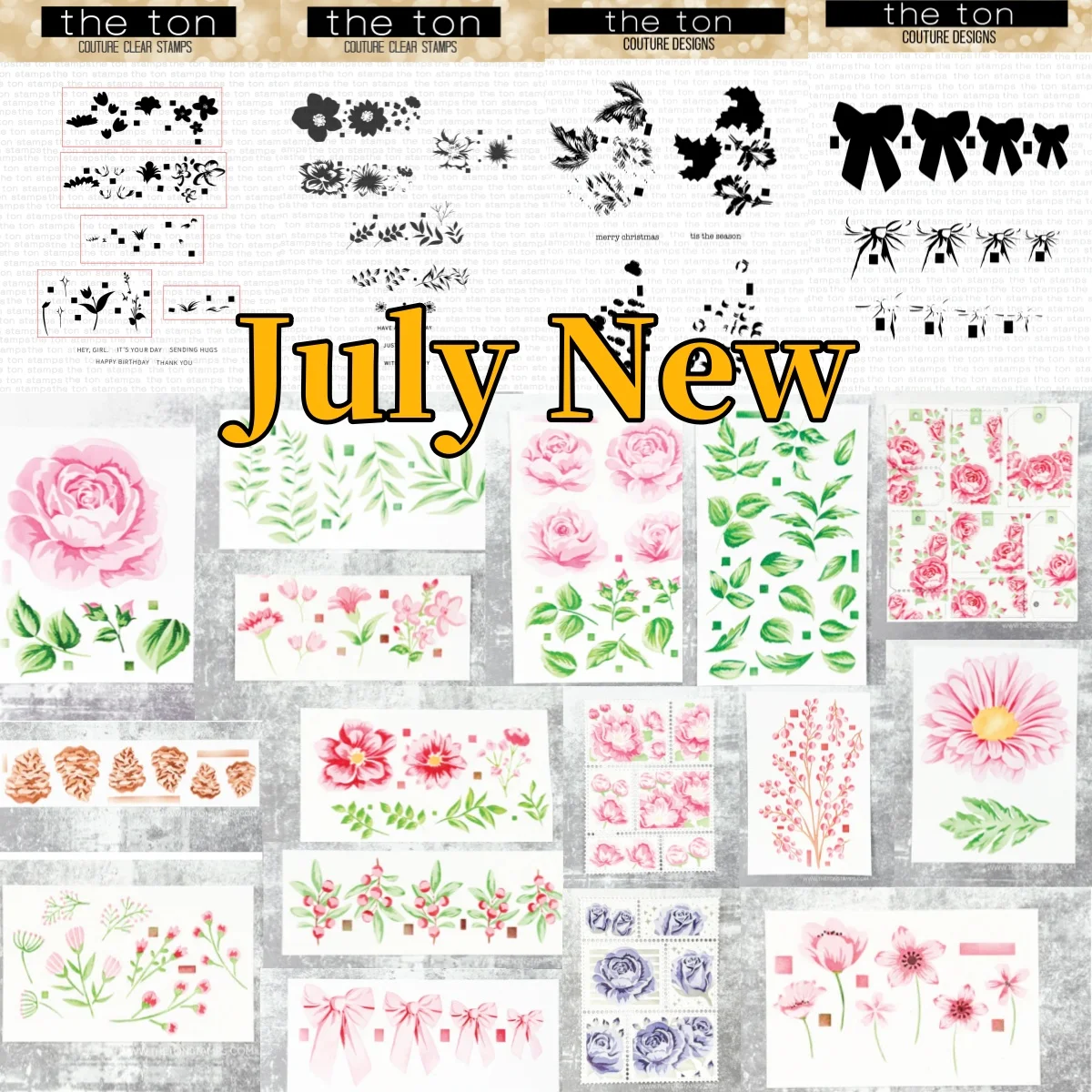 

July New Wildflower Rose Garden and Christmas Bows Winter Foliage Pinecones Floral Leaves Layering Stencils for DIY Making Card