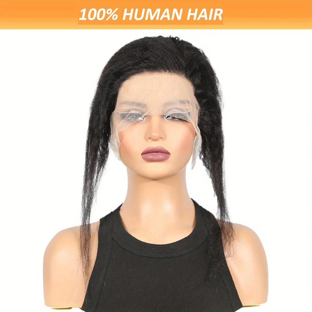 

Кудрявый прямой парик, 13x5x1, кружевная передняя шапочка для парика с регулируемыми ремнями, прямые волосы Yaki, 100% человеческие волосы для женщин