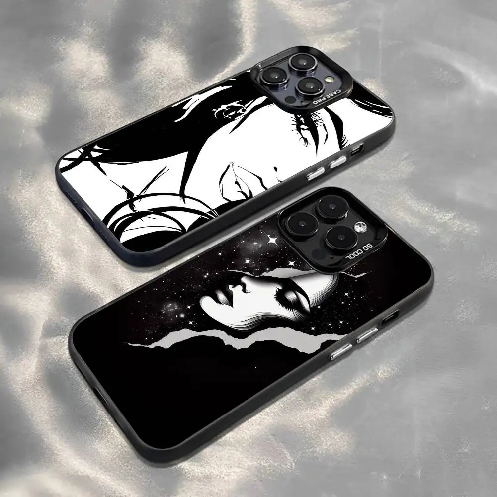 

Line art Phone Case For iPhone 17,16,15,14,13,12,11 Plus,Pro Max,XS,Colored Silver Plated Inside Cover