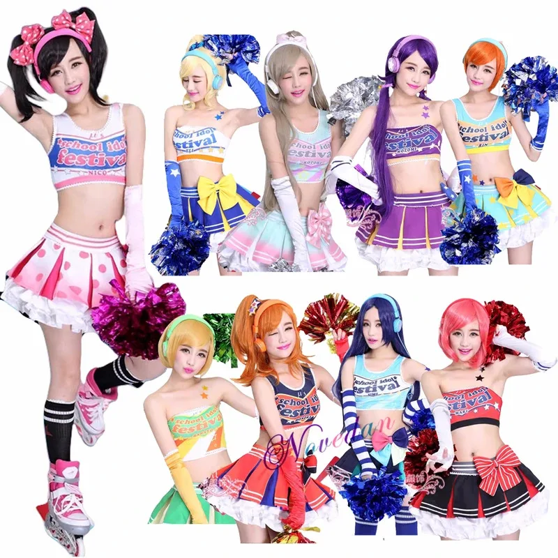 

Love Live October Sports Cheerleader Yazawa Nico Honoka Kotori Tojo Nozomi Outfit Uniform Anime Lovelive Cheer Cosplay Costume
