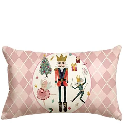 Pink Throw Pillow Cover Christmas Merry Winter Holiday Party Cushion Cover Sofa Linen Waist Pillow Cover 30X50cm
