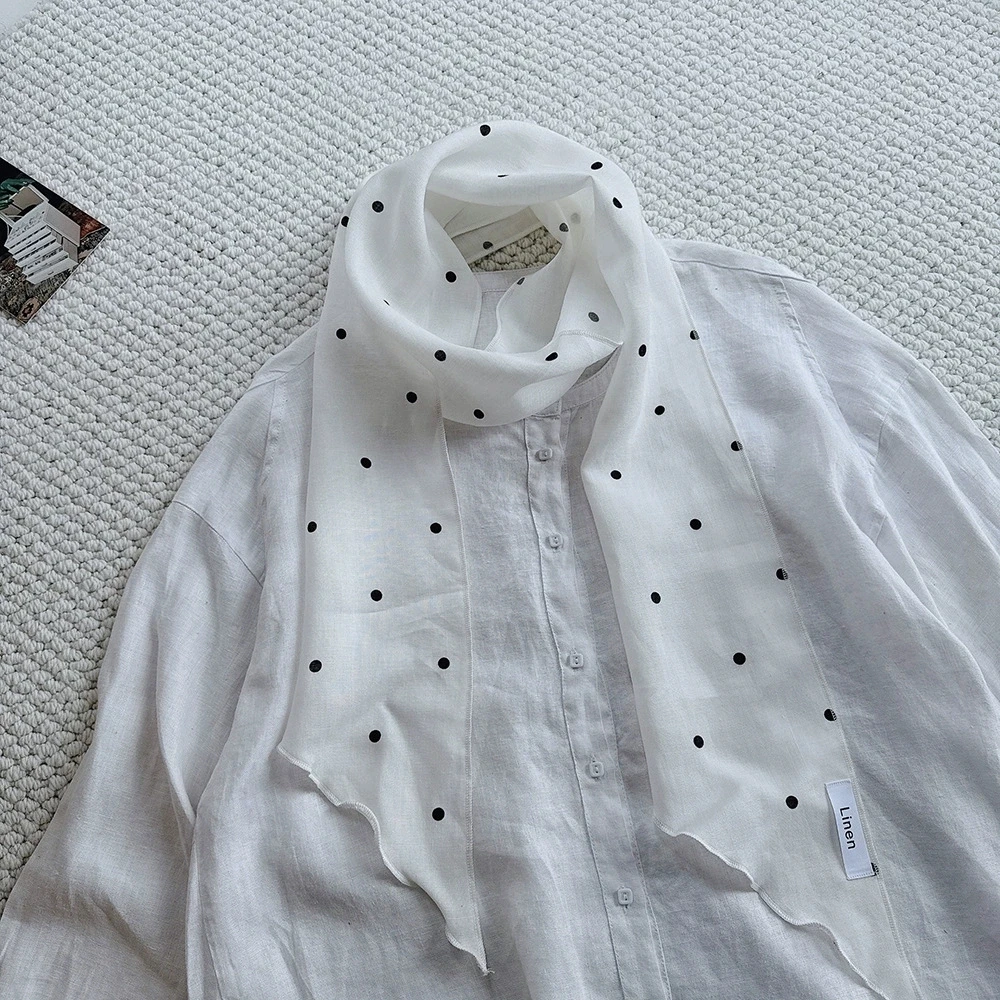 100% Linen Breathable Long Spring and Autumn Scarf For Women Original Style Artistic Neck Protection Soft Scarves 14x170cm