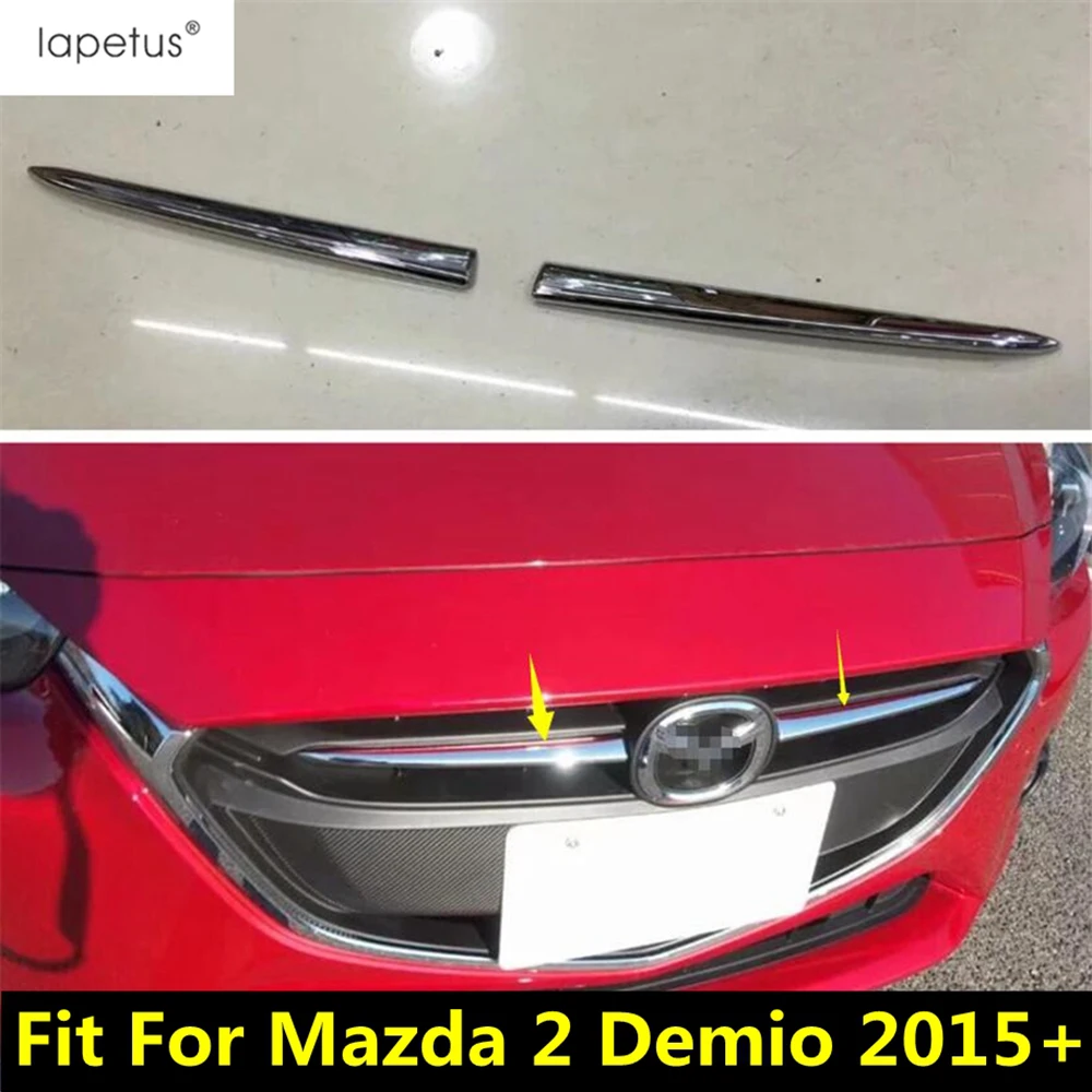 

Car Front Middle Grille Strip Molding Decoration Cover Trim For Mazda 2 Demio 2015 - 2023 ABS Chrome Accessories Exterior Kit