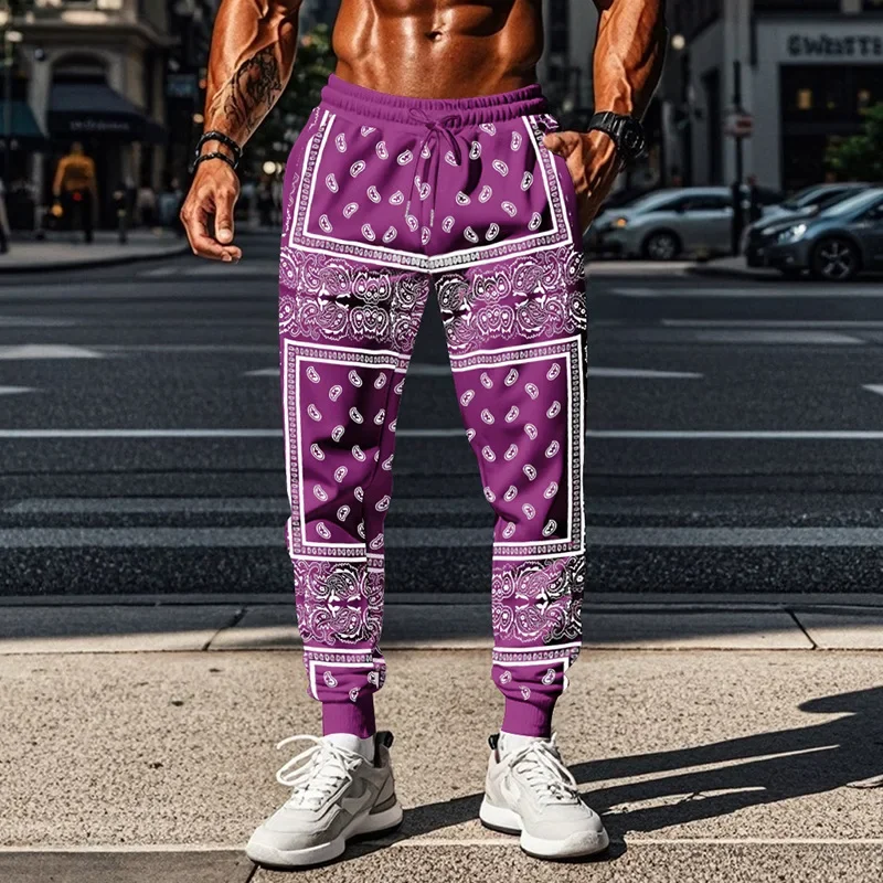 カシューフラワーパンツ小足ファッションズボン,伸縮性ウエストアスレジャープリントズボン男性カーゴパンツ男性