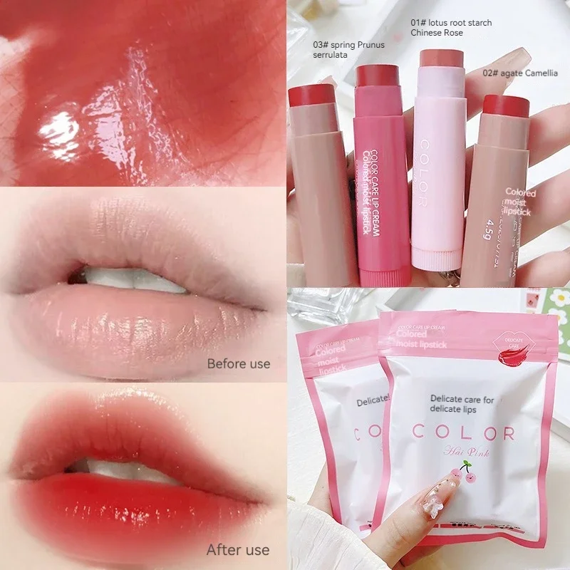 Bálsamo labial anti-seco hidratante, fácil de transportar, batom anti-cracking, tonalidade labial colorida, maquiagem cosméticos, 3 pcs, 1pc