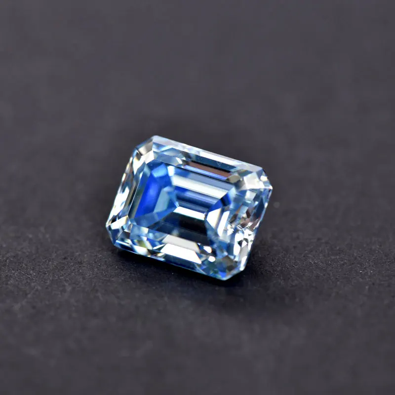 Moissanit-Stein VVS1 Smaragdschliff Eisblau Farb-Zertifizierter Synthetischer Edelstein – Detail 4
