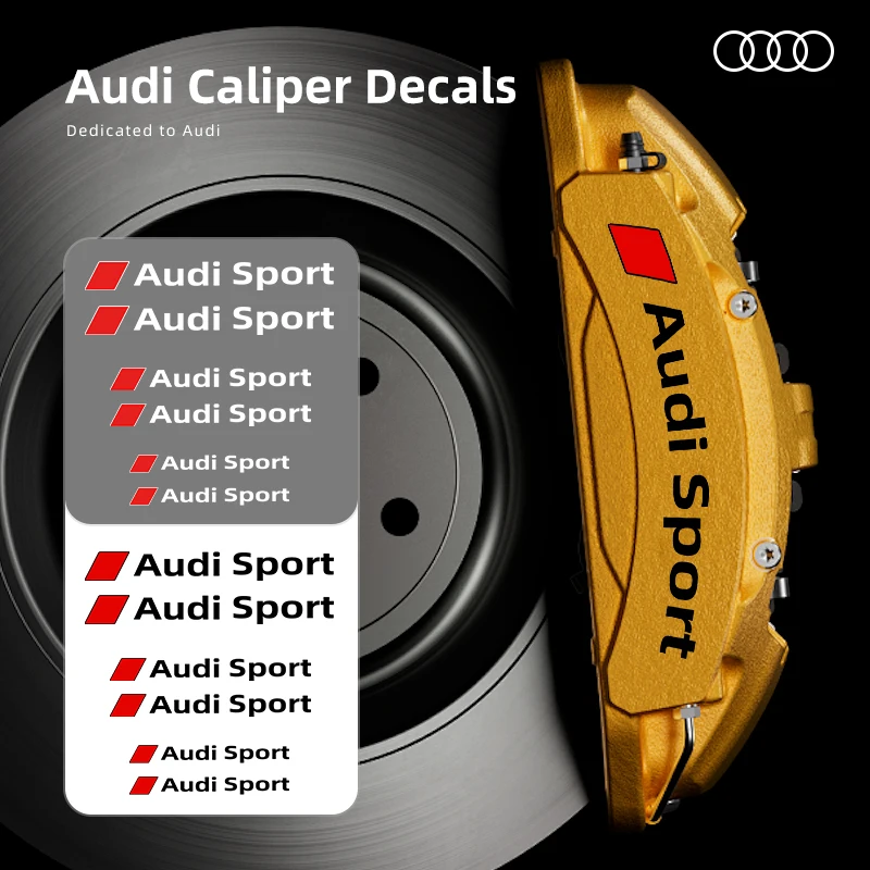 6pcs Heat Resistance Caliper Decals Wheel Decor Vinyl Stickers For Audi Sport A3 A4 B8 8P B9 8V B6 A5 B7 A1 A6 C6 Q3 Q5 C7 8I TT