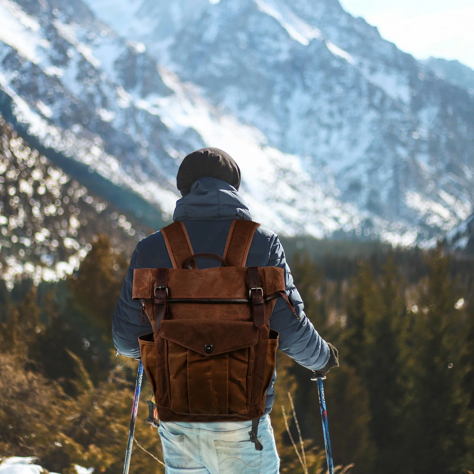 

1pc Waterproof Hiking Backpack Thickened Shoulder Strap Multiple Pockets For Outdoor Sports Camping Mountaineering Rucksack