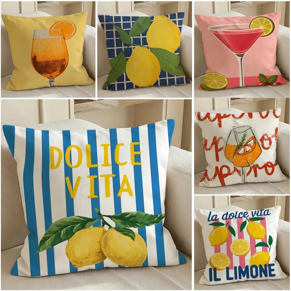 Limoncello Cocktail Cushion Cover Pillow Short Plush Warm CreamStylel Cushion for Living Room Bedroom Sofa Ideal for Gifting