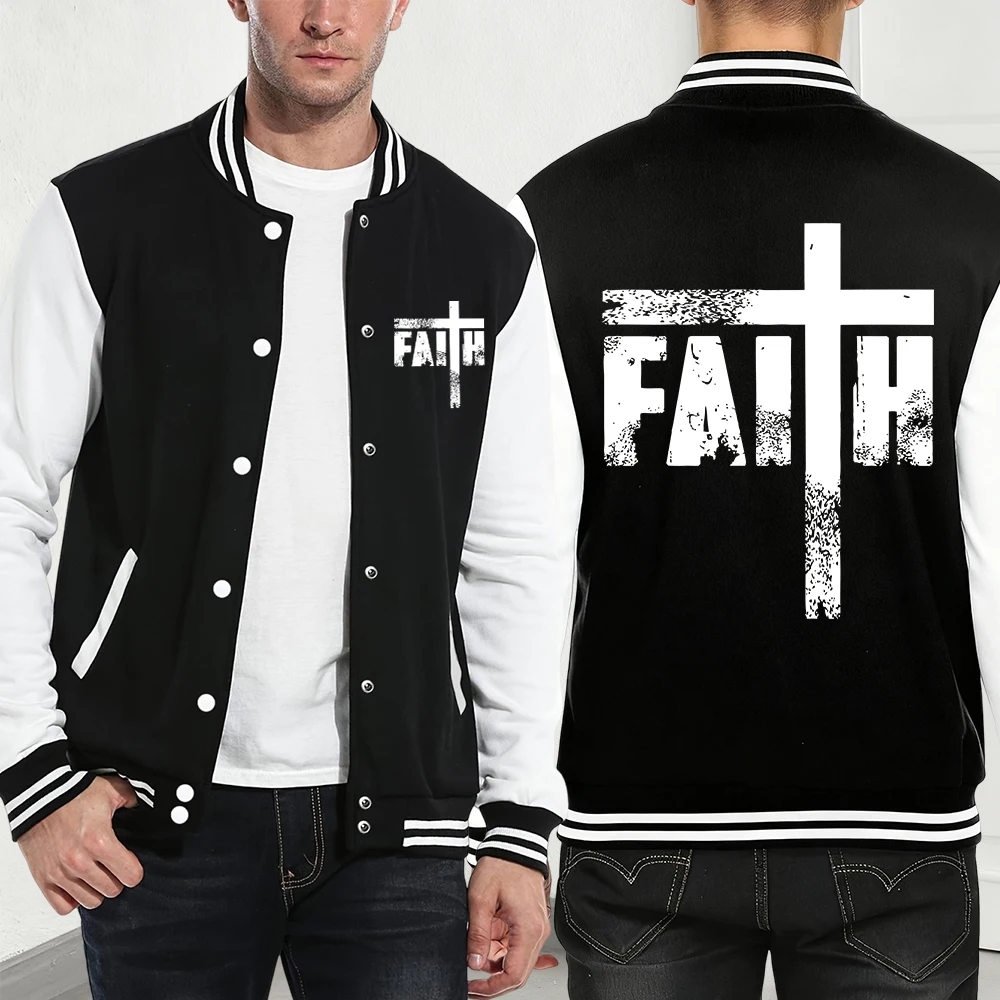 

Пальто с принтом Faith The Cross, мужские зимние удобные бейсбольные майки, флисовые теплые свободные куртки, повседневная мужская одежда с карманами