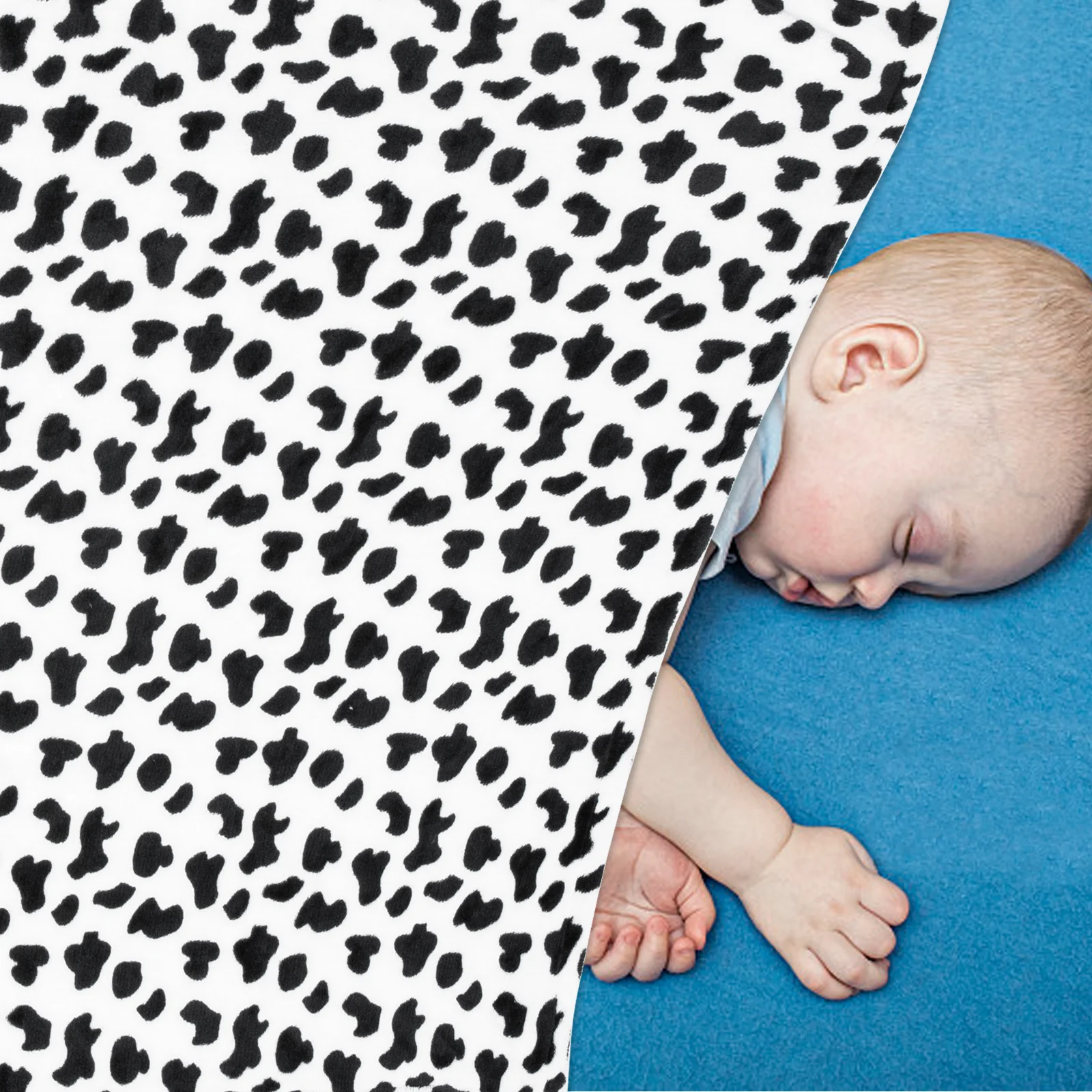 

Cow Pattern Fleece Soft Warm Sleeping Blanket For Baby Newborn Receiving Throw Nap Blanket For Kids Office Use