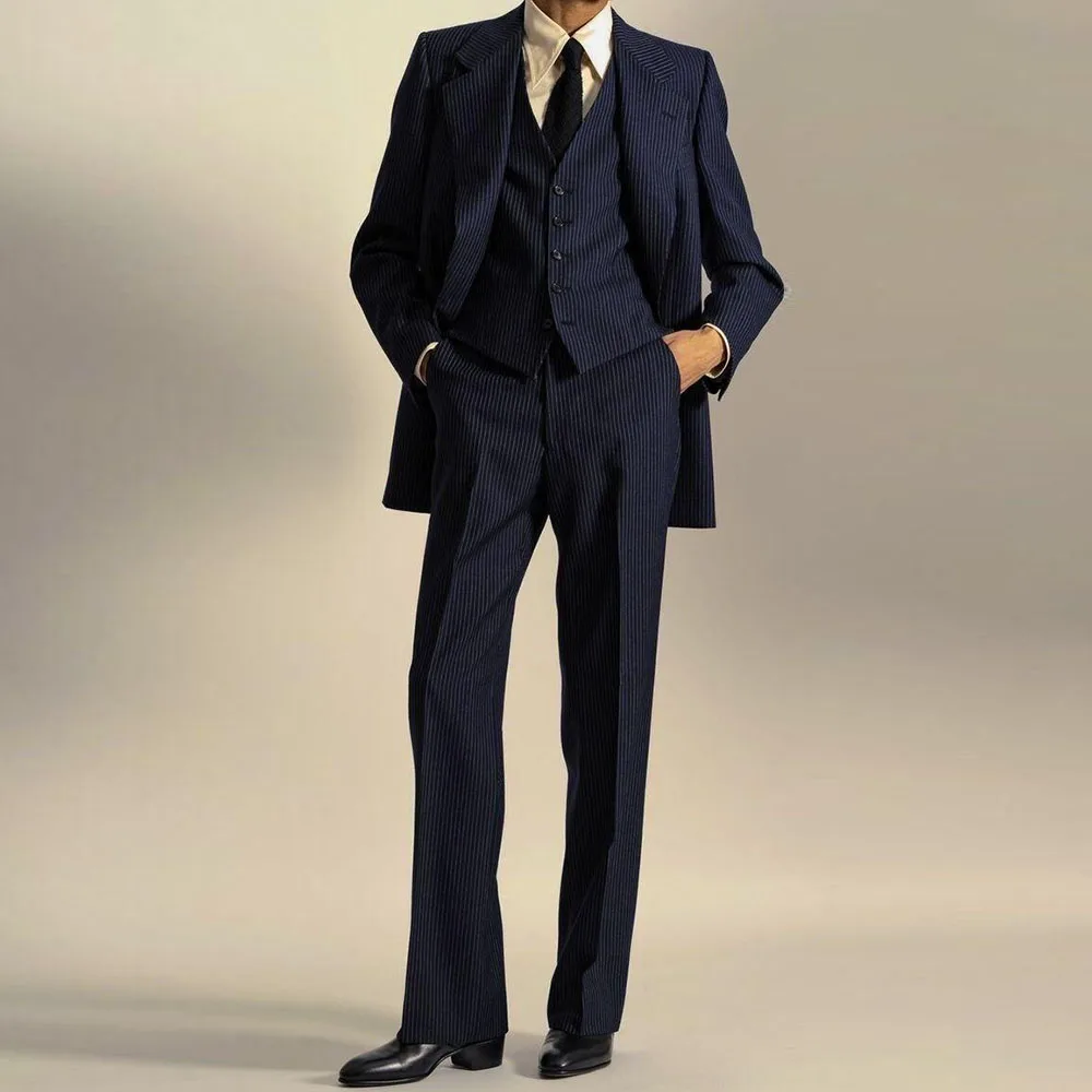 

Navy Men Suits High Quality Formal Occasion Notch Collar Special Business 3 Pieces Jacket Pant Vest Male Clothing Classic 2025