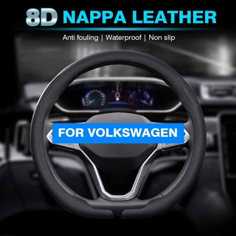 

Leather Car Steering Wheel Cover For Volkswagen VW Golf 7 Mk7 Touran Up New Polo Jetta Passat B8 Tiguan Gti Gte Auto Accessories