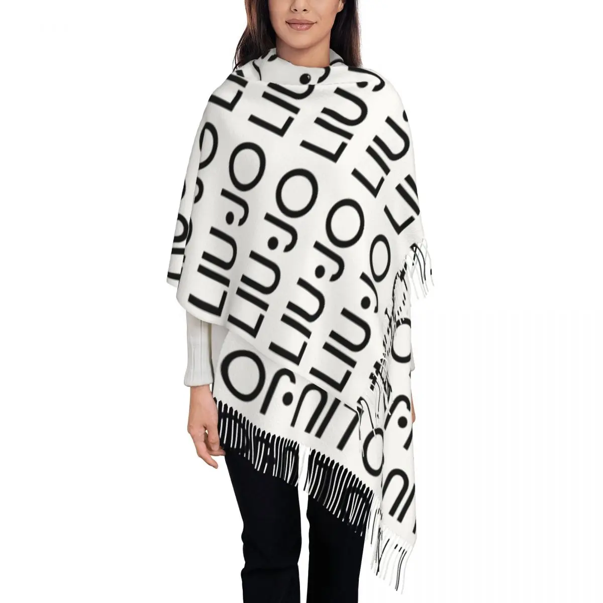 Women's Scarf with Tassel Liu Jo Long Winter Warm Shawl Wrap Daily Wear Cashmere Scarf