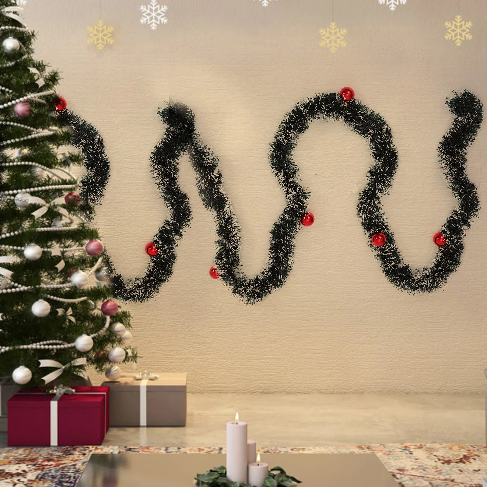 

Christmas Ball Garland Decor PC Plastic Bright Color Festive Xmas Garland for Tree Home Outdoor Party Supplies Wreath Making