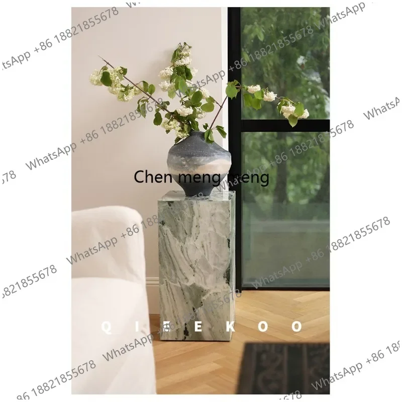 02M Natural square cold jadeite marble living room modern side display table floor ornament