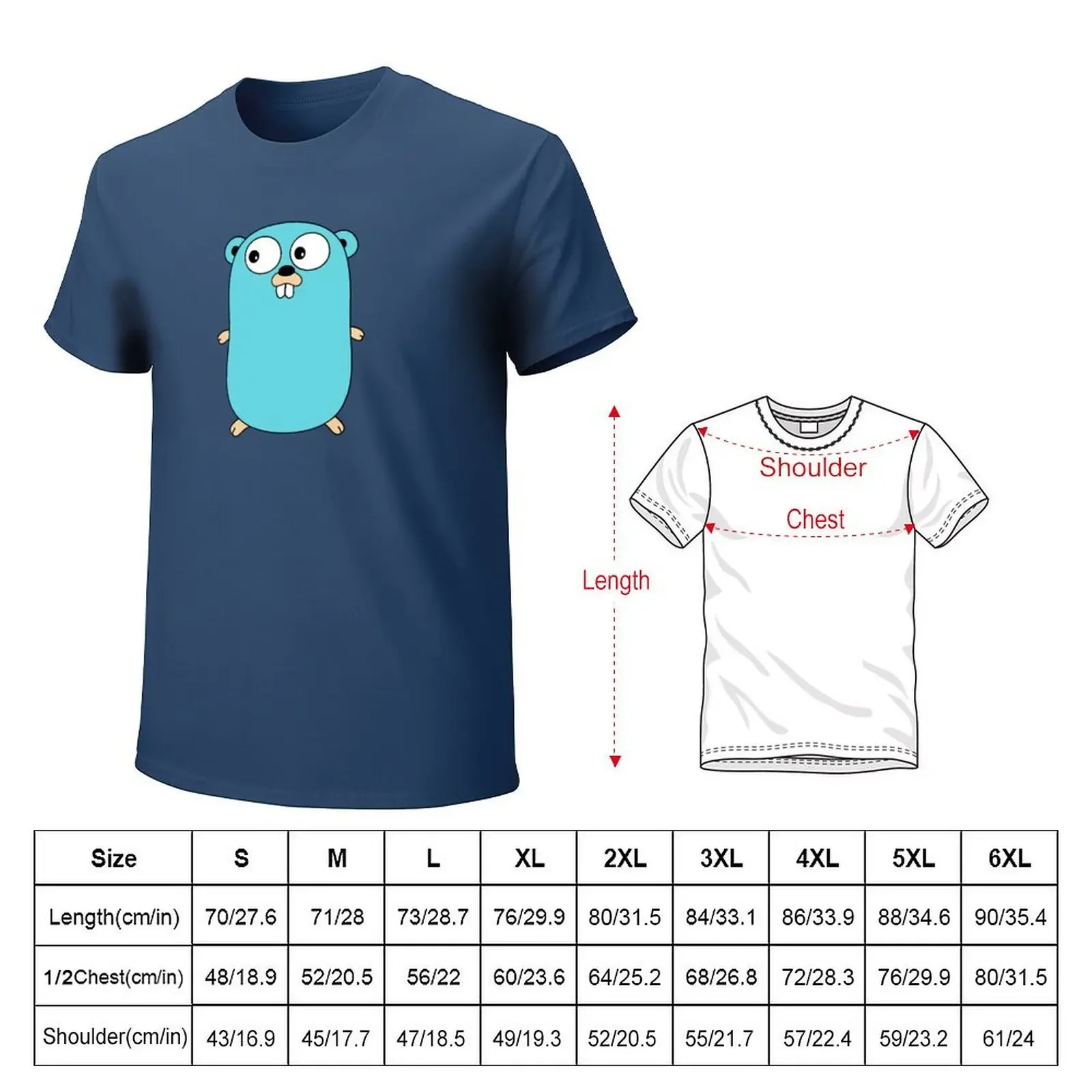 The Go Gopher: Official Golang Logo (Black) T-shirt plus size tops blanks korean fashion clothes for men