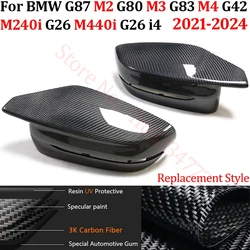 LHD Rearview Mirror Cover For BMW G87 M2 G80 M3 G83 M4 G42 M240i G26 M440i G26 i4 2021-2024 Real Carbon Fiber Side Mirror Shell