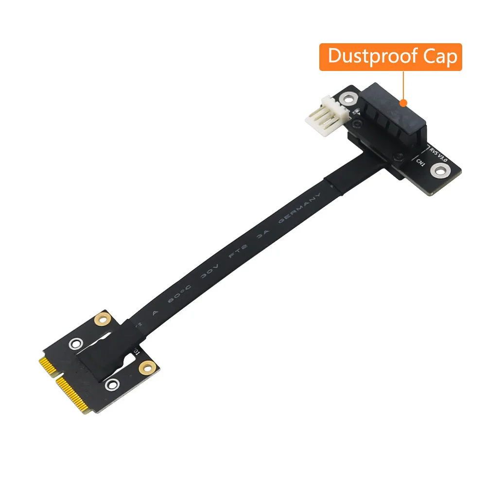 NEW Add On Cards 270 Degree Mini PCI Express to PCI-E X1 Riser 4Pin Power Connector Mini PCIe To PCI-E 1X Adapter Cable Extender