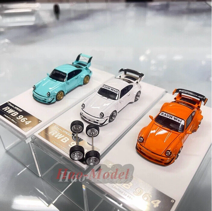 

Модель автомобиля из сплава для Porsche RWB 1/64, быстрая скорость 964, имитация игрушек для мальчиков, подарки на день рождения, хобби, демонстрационные украшения, оранжевый цвет