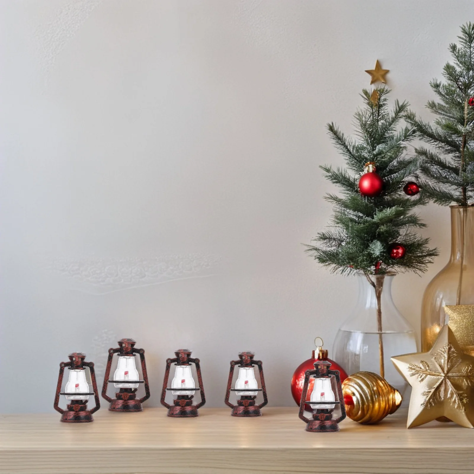 

10pcs Miniature Kerosene Lamp Retro Lantern Decor Xmas Halloween Party Home Office Accessories Portable Lighting