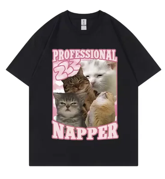 

Funny Professional Napper Cat Meme T-shirt Kawaii Fashion Short Sleeve T-shirts High Quality Cotton Clothing Tee Shirt Unisex