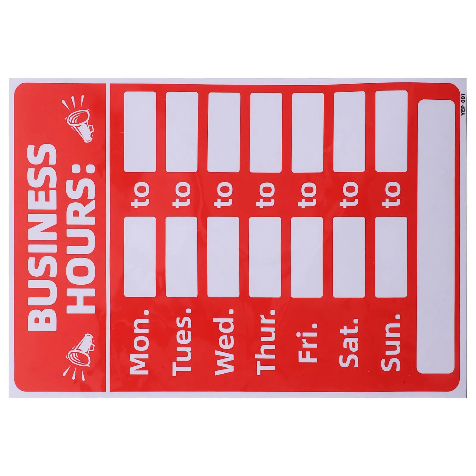 

Business Hours Sign PVC Material Sunproof Rewritable Self-Adhesive Opening Hours Stickers for Shop Store Bank Cafe