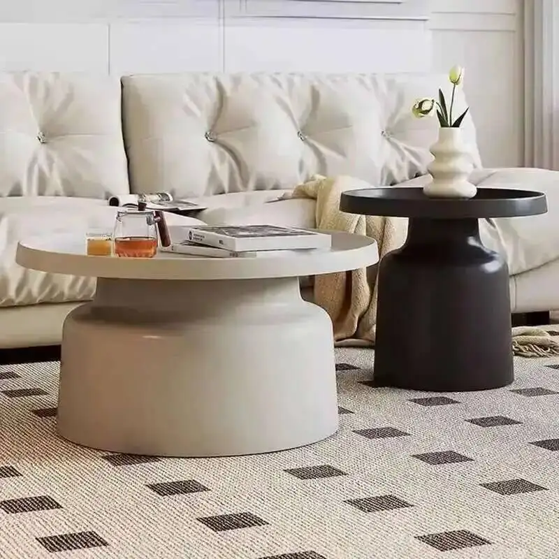 Minimalist Nordic Light Luxury Modern Black Metal Round Coffee   for Living Room Home Furniture