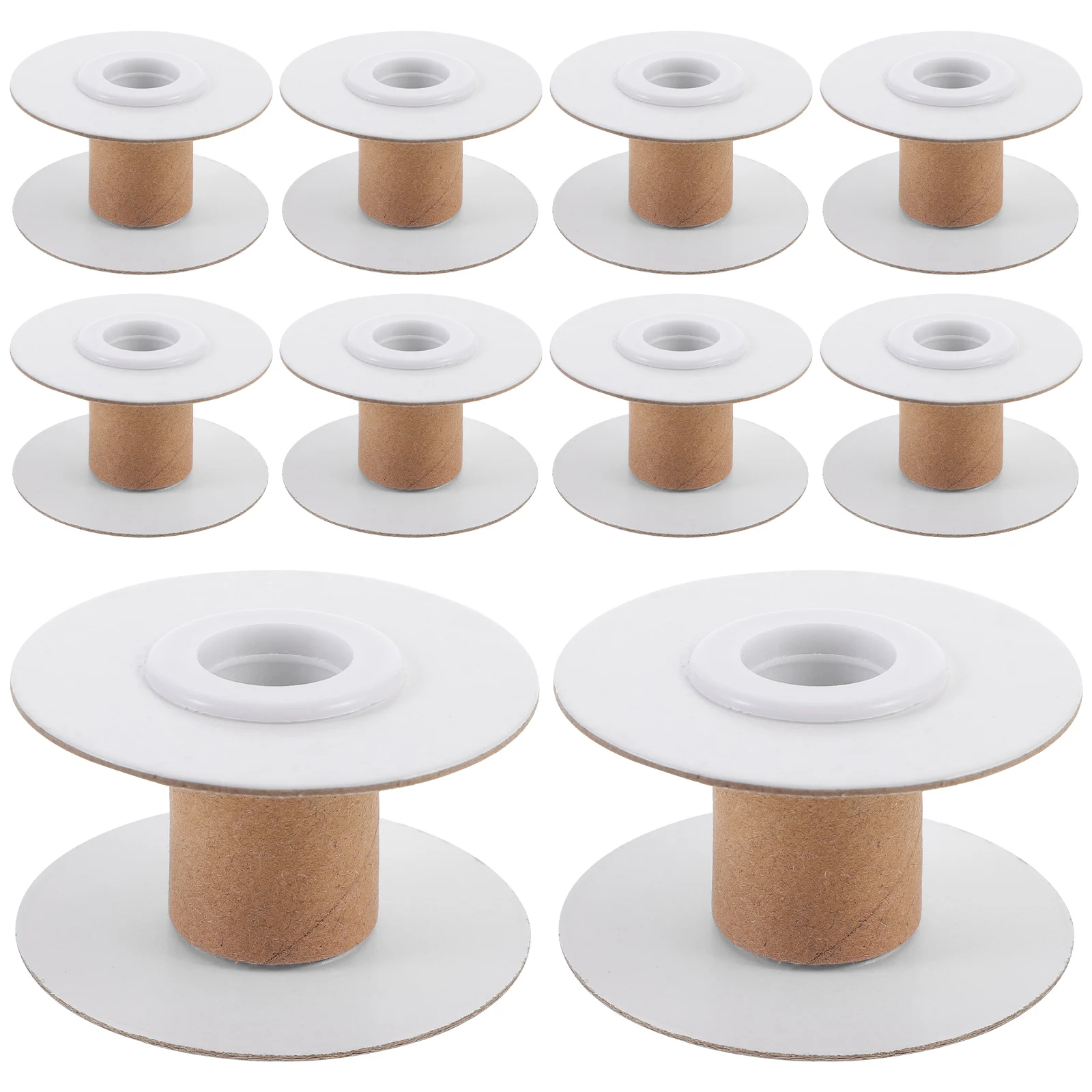 10pcs Paper Bobbins Thread Spools Yarn Embroidery Empty Wire Thick Cords Small Bulk Storage Organizer Knitting Weaving Craft