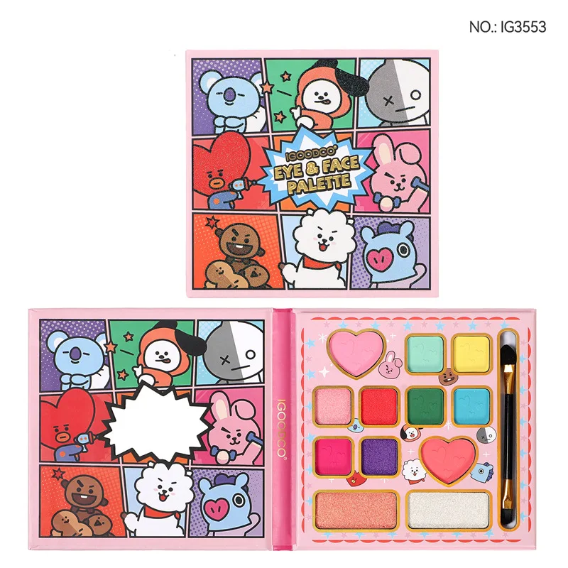 12 цветов мерцающие тени для век макияж Палитра для глаз-профессиональные матовые блестящие красивые тени для век корейский Цвет Палитра кавайные