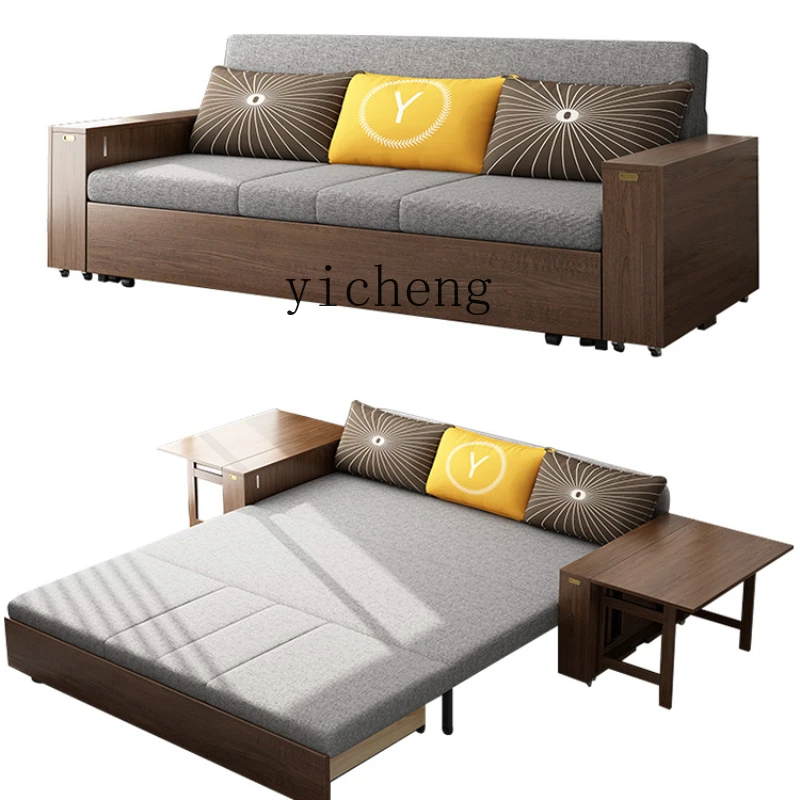 

Zk Solid Wood Sofa Bed Foldable Multifunctional Dual-Use Small Apartment Living Room Sofa Storage