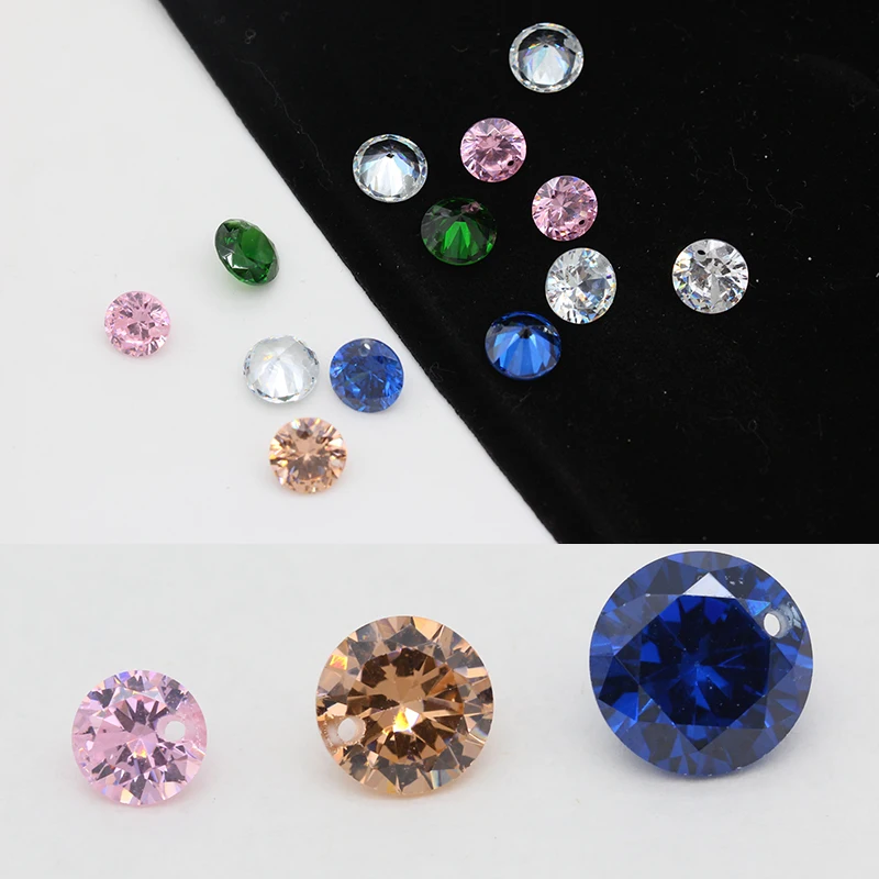 Spark 6.0mm 8.0mm10mm AAAAA Grade Cubic Zirconia Stone Multicolor Round single Hole Sewing Gem Woman's Jewelry Accessories