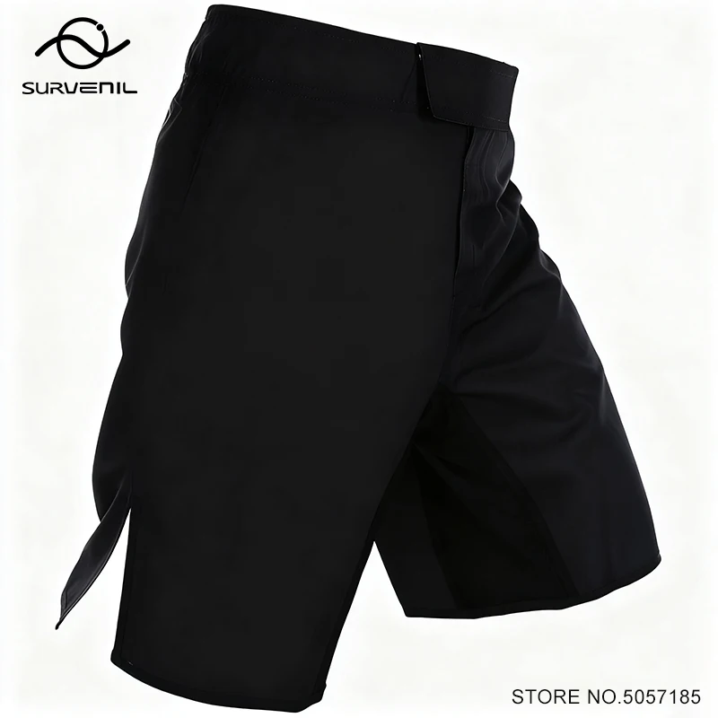 Celana Pendek MMA Pria Polos Hitam untuk Latihan Tarung BJJ Jiu Jitsu Grappling Kickboxing Tanpa Logo Sparring Muay Thai Boxing