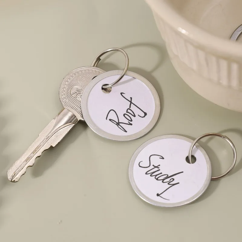 10/100pcs Blank Key Tags Keychains Writable DIY Round Labels for Keys Pet Luggage Jewelry Keychain Clasp Bag DIY Accessories