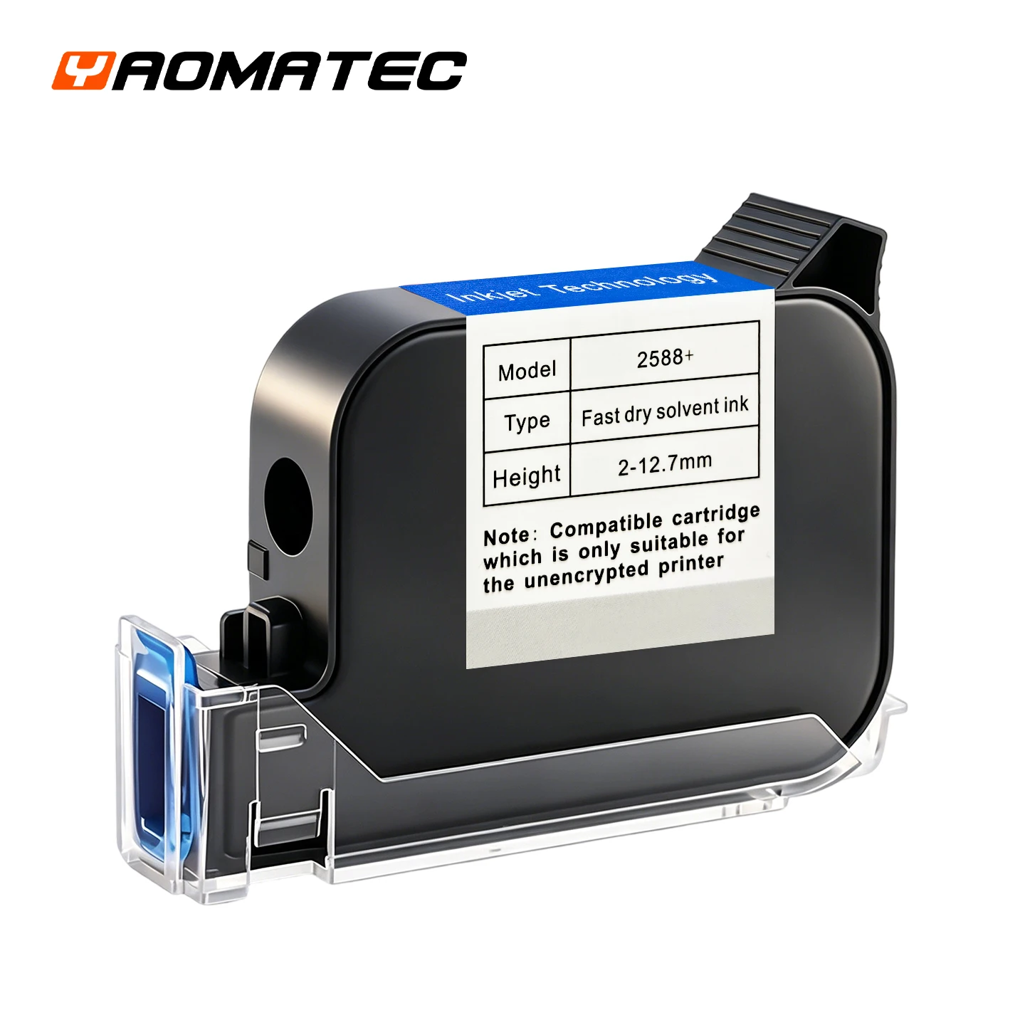

Yaomatec 2588+ 12.7mm Eco Solvent Ink Cartridge Fast Dry High Adhesion for Handheld TIJ Inkjet Printer on Plastic Metal