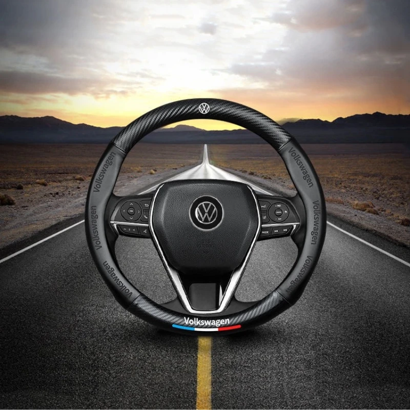 O D Type Car Steering Wheel Cover for Volkswagen VW Sharan Passat Caddy Touran Tiguan Golf MK8 Polo Teramont Atlas T-Roc T-cross