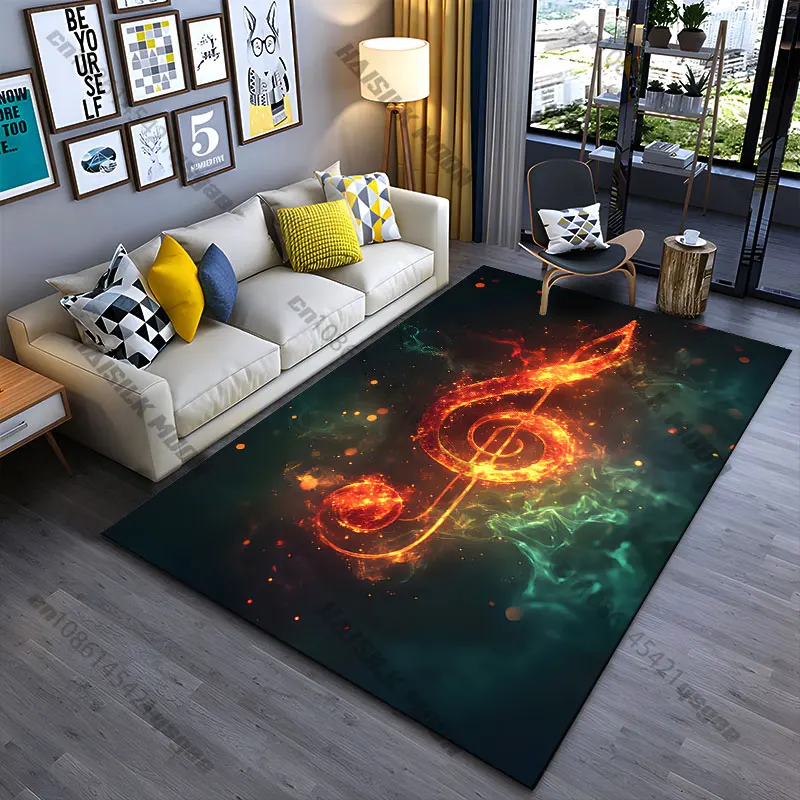 Fiery musical symbol glowing carpet Yoga living room room decor children's crawling mat doormat area rug games mat