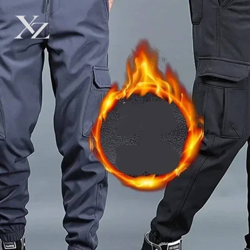 Jogger's Pants for Casual Warmth 2025 New Men's Multi Pocket Winter Work Pants for Warmth and Slimming,