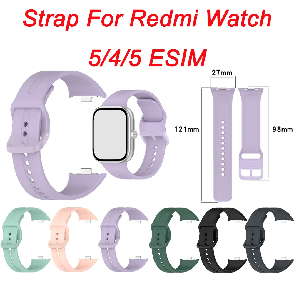 Silicone Bracelet Strap For Redmi Watch 5 4 5 ESIM SmartWatch Xiaomi Mi Band 8/9Pro Bracelet Watchband Sport Accessories Replace