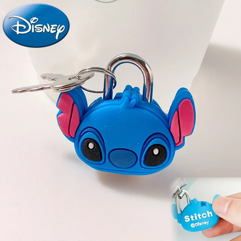 Disney Cartoon Mini Metal Lock Monster Stitch Figure Silicone Doll Creative Cute Lock Luggage Anti-Theft Security Lock