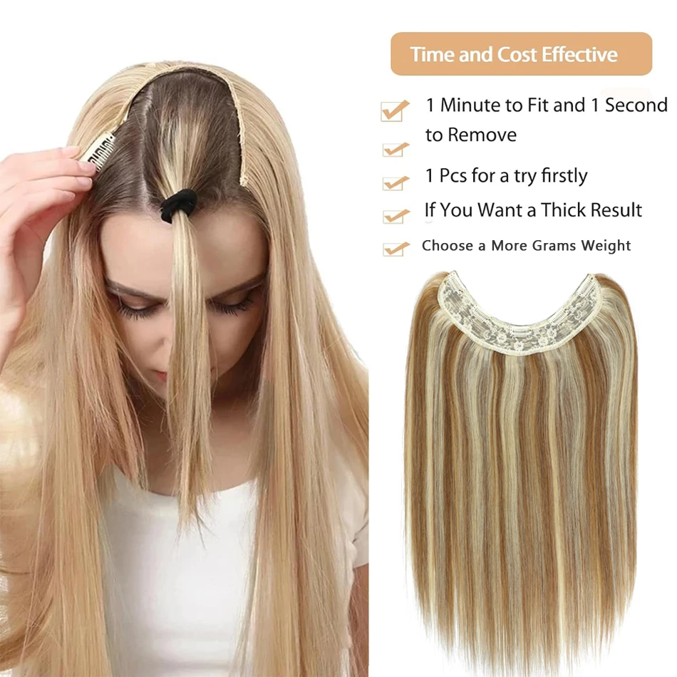 Extensions de cheveux humains en forme de V à clipser, une pièce, 5 clips, 120g, pleine tête, 14-28"