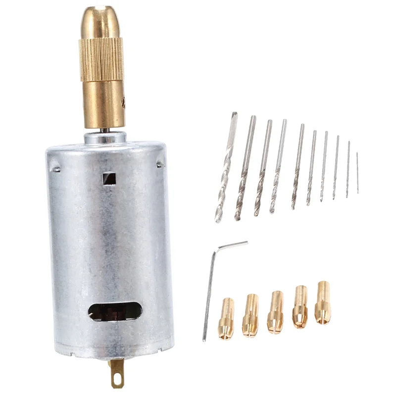 AC88-3X Mini Electric Hand Drill Bit Set DC 12V Motor 0.5-3Mm HSS Twist Drill Bit With 5Pcs Chuck Collets