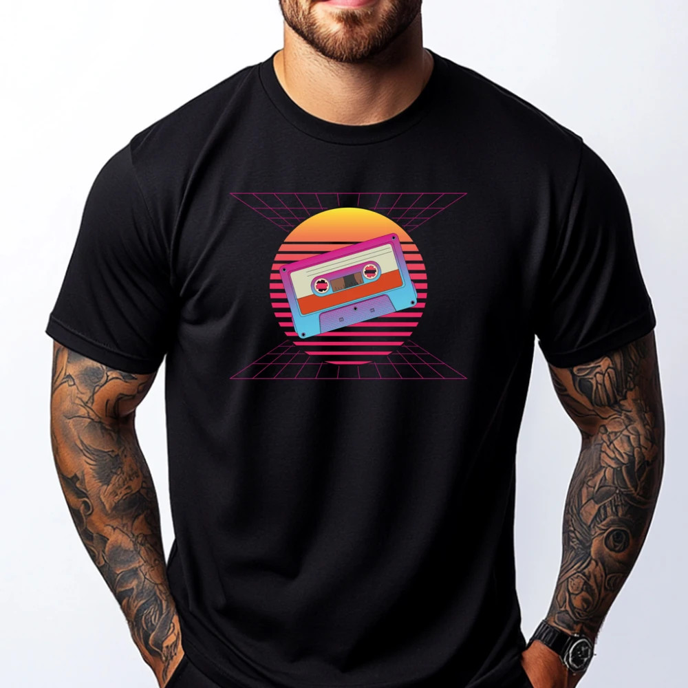 

Retro 80s Vaporwave Music Cassette Graphic Tee Cotton T-Shirt Easter Sunday Anime T Shirts T-Shirt