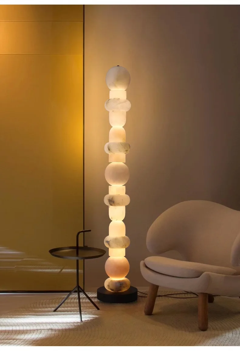 

Spanish Marble Floor Lamp Modern Light Luxury Designer Lamps Nordic Living Room Creativity Warm White Neutral White