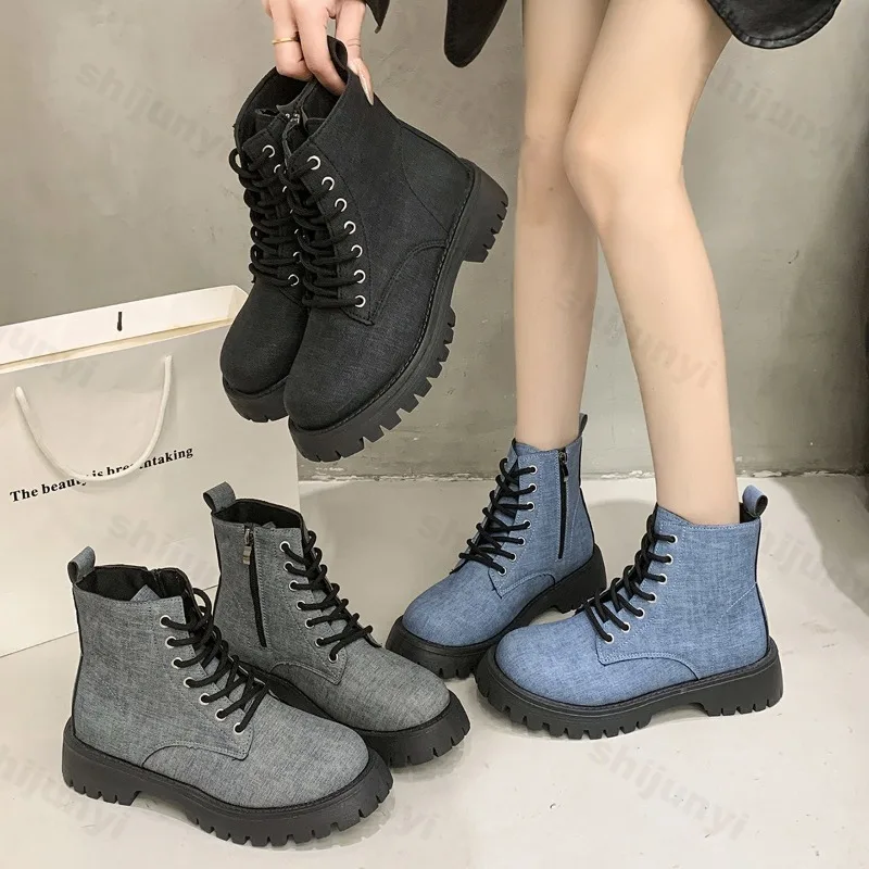 

Retro High Top Thick Soled Short Boots for Women's 2025 Autumn British Style Versatile Comfortable Non Slip Chunky Single Boots
