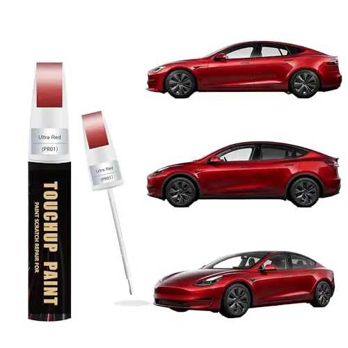 Ultra Red (PR01) Car Paint Touch Up Pen Compatible with Tesla,2-In-1 Color Accurate Touch Up Car Scratch Repair Paint Match Tesl