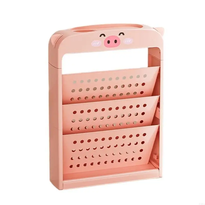   Portable Rolling Bookshelf with Multiple Layers Easy Access Magazine Storage Rack Sturdy Organizers Cart for Readers